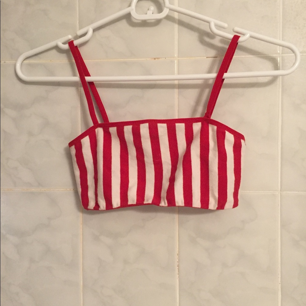 Red and white striped bralette